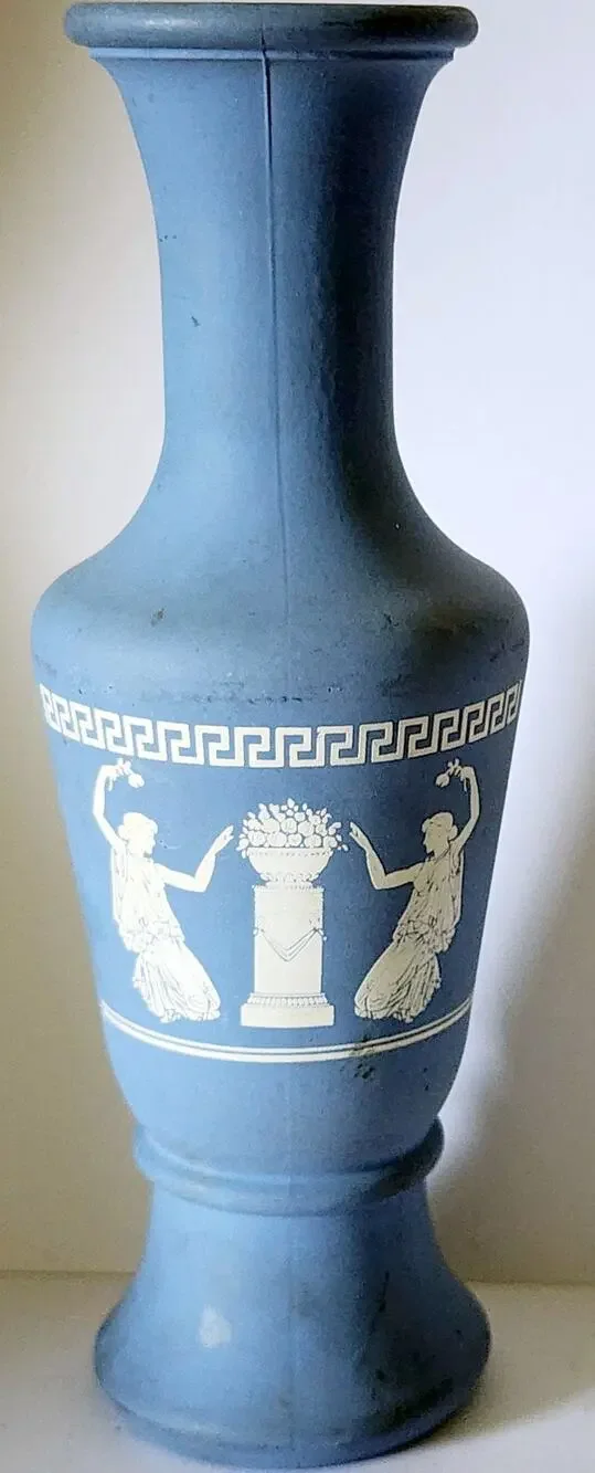 Avon Vase Imitation Wedgewood Jasperware Grecian Blue 6